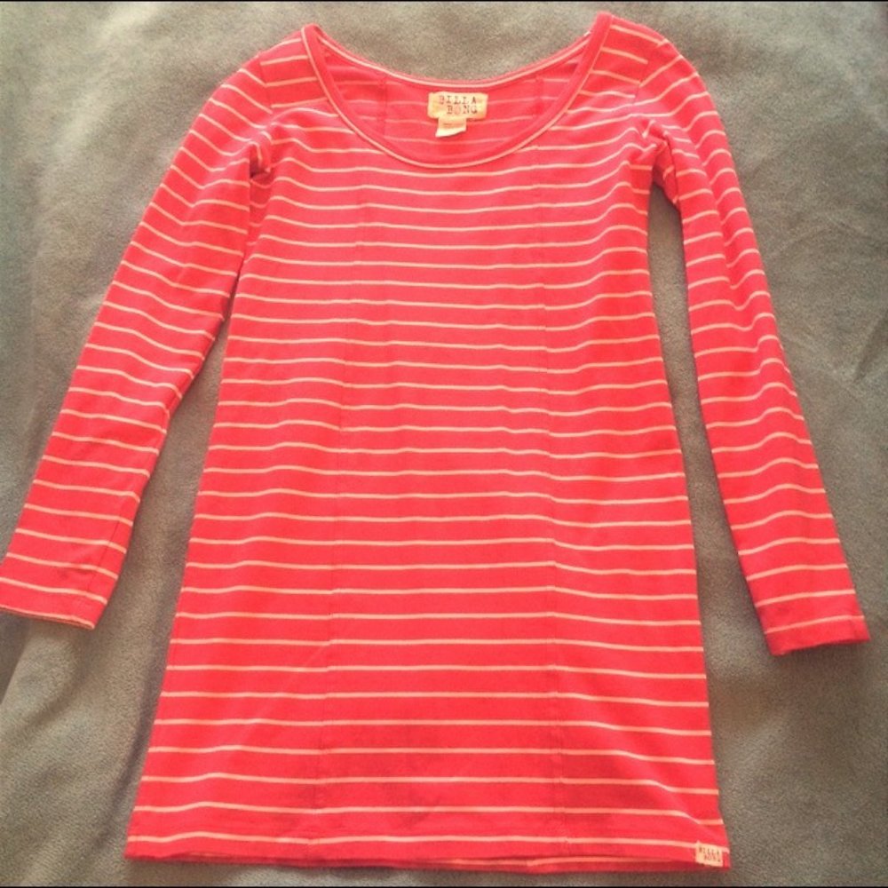 Billabong Pink Striped Long Sleeve Bodycon Dress
